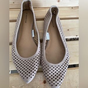 Tan and Rose gold slip on shoes